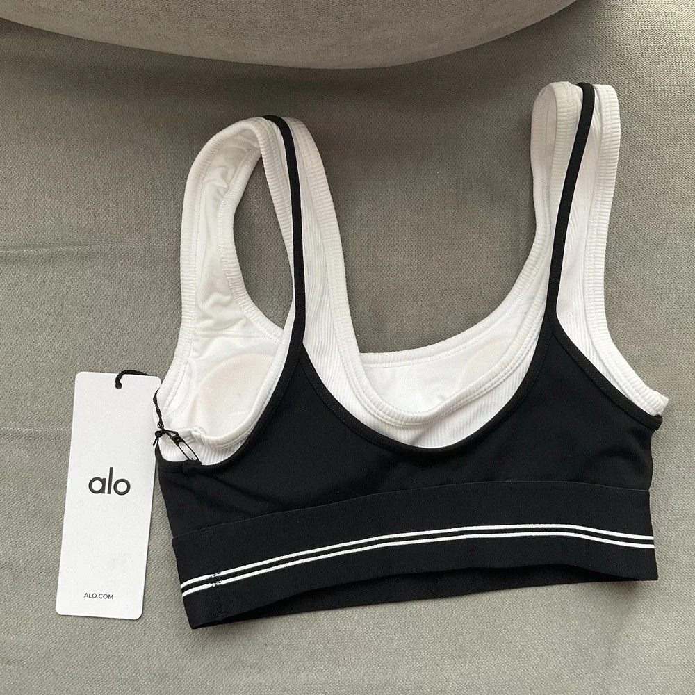 Alo Yoga Airbrush Better Together Bra Black/White XXS